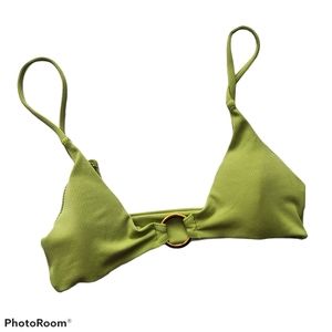 Shein Green Ribbed Triangle Bikini Top Medium